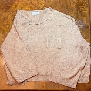 Light Tan Crew Neck Sweater - Oversized + Boxy - Size L